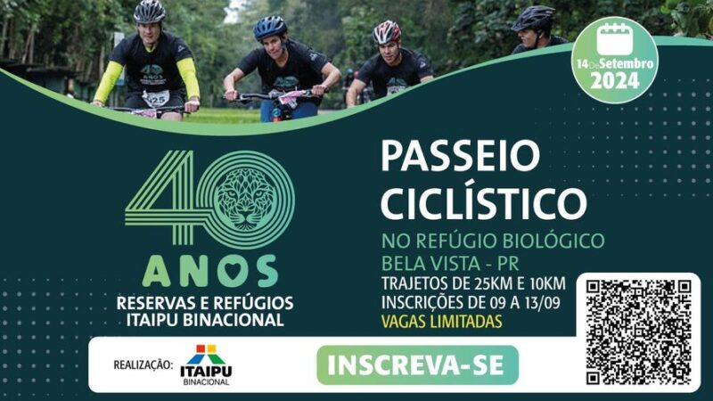 INSCRIÇÕES ABERTAS PARA O PASSEIO CICLÍSTICO NO REFÚGIO BIOLÓGICO EM FOZ DO IGUAÇU