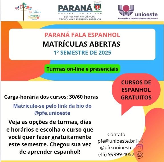 Unioeste: Paraná Fala Espanhol está com inscrições abertas para cursos gratuitos