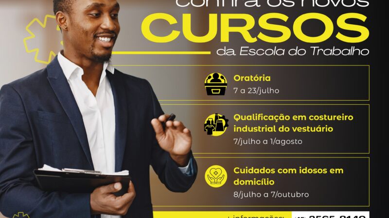 Abertas inscrições para mais três cursos na Escola do Trabalho em SMI