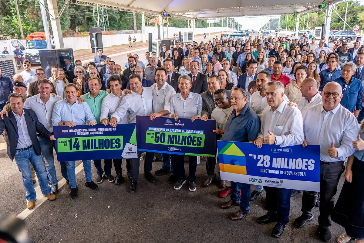 Governador libera trecho da Rodovia das Cataratas e anuncia investimentos em Foz, incluindo a trincheira do Jupira, junto com o prefeito municipal