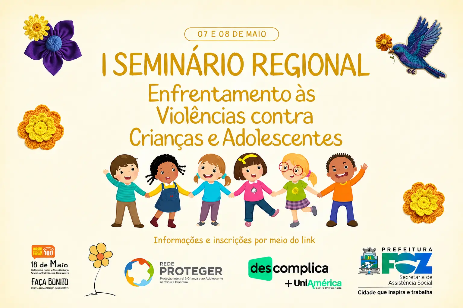 I Seminário Regional de Enfrentamento às Violências contra Crianças e Adolescentes será realizado nos dias 07 e 08 de maio