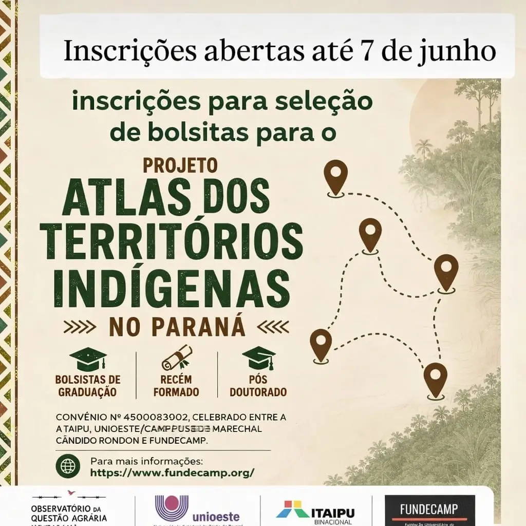 Unioeste seleciona bolsistas para projeto sobre territórios indígenas no Paraná